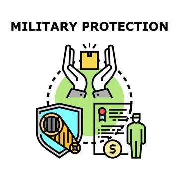 Military protection offering security, support and financial benefits Stock Illustration