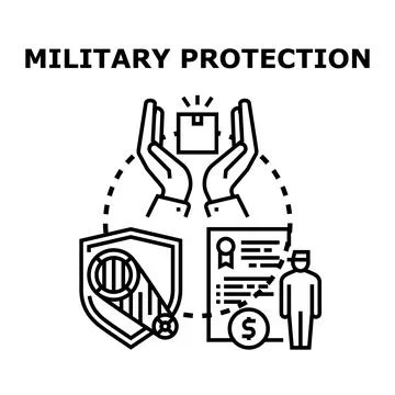 Military protection offering security, support and financial benefits Stock Illustration