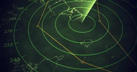 Military radar screen is scanning air traffic. 3D rendered looping animation. Stock Footage