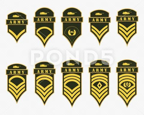 Military Ranks Stripes and Chevrons. Vector Set Army Insignia Stock Illustration