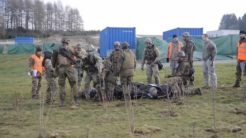 Military rescue training Stock Footage 102606480