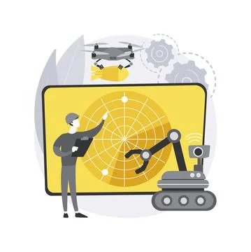 Military robotics abstract concept vector illustration. Stock Illustration