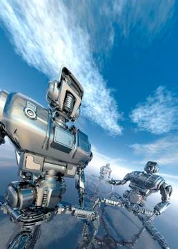 Military robots, artwork Stock Illustration