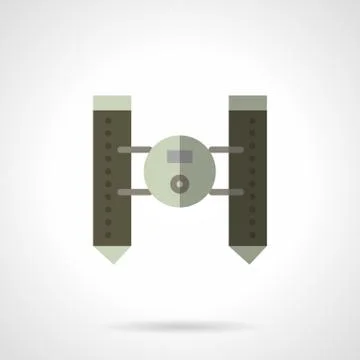 Military robots flat vector icon. Floating vehicle Illustrazione stock