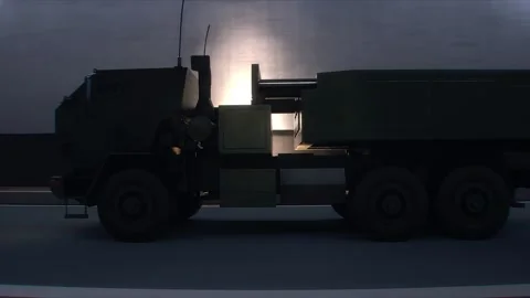 Military Rocket Artillery System Transported Through Tunnel in Convoy. Stock Footage 335967314