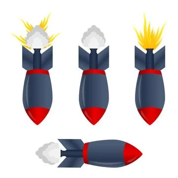 Military rocket. in different types of flights. Vector illustration Stock Illustration