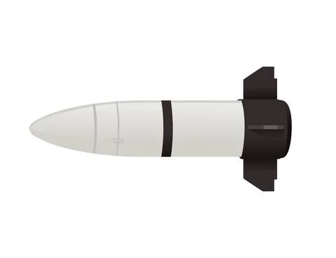 Military rocket weapon nuclear launch vector illustration isolated on white Stock Illustration