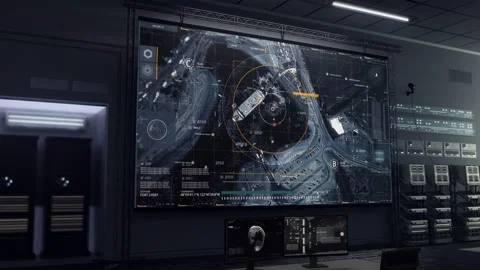 Military satellite network sends multiple police drones towards target location Vídeo Stock 278468181