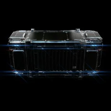 Military sci fi rectangle box neon light Illustrazione stock