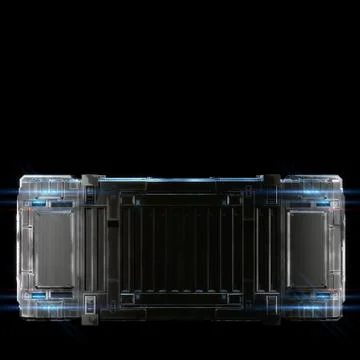 Military sci fi rectangle box neon light イラスト素材