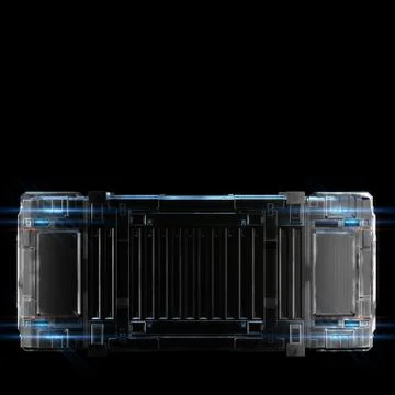 Military sci fi rectangle box neon light Stock Illustration