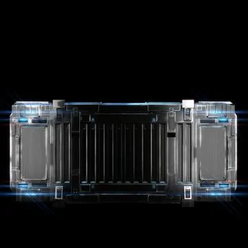 Military sci fi rectangle box neon light Stock Illustration