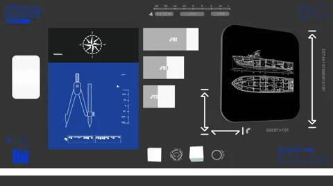 Military Ship - Coding Info - blue 02 Stock Footage 61798230