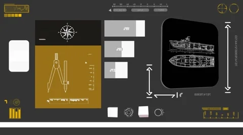 Military Ship - Coding Info - yellow 02 Stock Footage 61798250