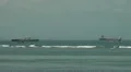 Military ships demonstration near the coast HD Footage