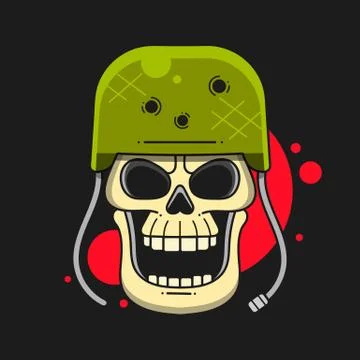 Military Skull In A Hard Hat With Machine Guns On A White Background Typograp Stock Illustration