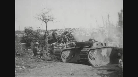 Military soldier driving tank Stock Footage