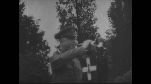 Military soldier playing trumpet Stock Footage