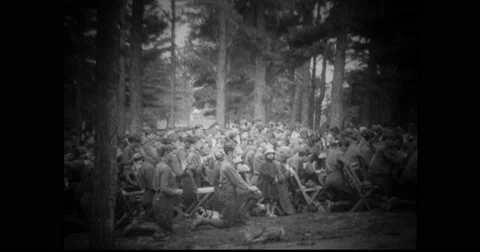 Military soldiers attending church parade Stock Footage
