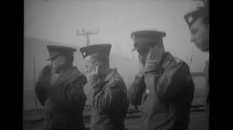 Military soldiers covering their ears when mortar is fired Stock Footage