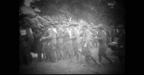 Military soldiers getting on truck in Citizens' Military Training Camp Stock Footage