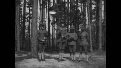Military soldiers practising with flag Stock Footage 43324437