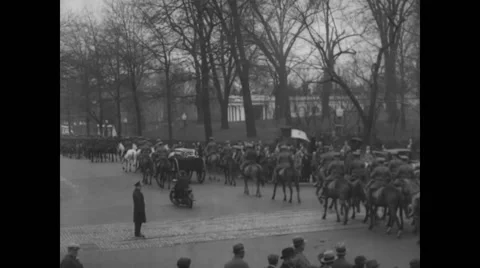 Military soldiers riding on horses at President William Howard Taft's funeral Stock Footage