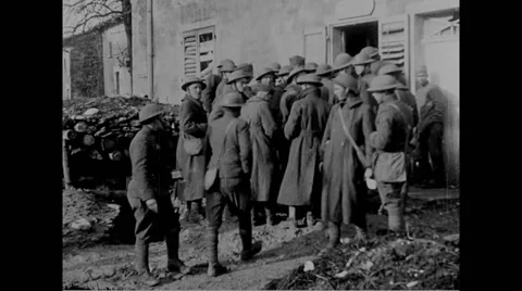 Military soldiers standing together for lunch Stock Footage