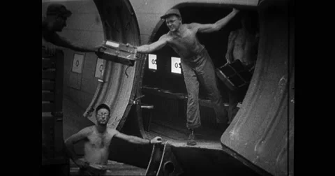 Military soldiers unloading film reel from aircraft Stock Footage