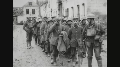 Military soldiers walking in group Stock Footage