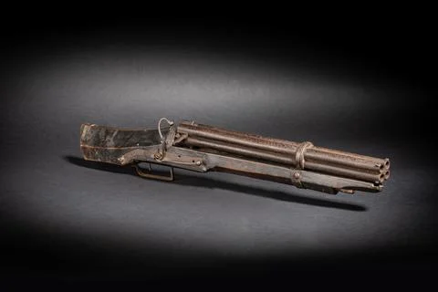 Military sponge lock front loader - A rare, multi-barrel rifle, historical .. Stock Photos