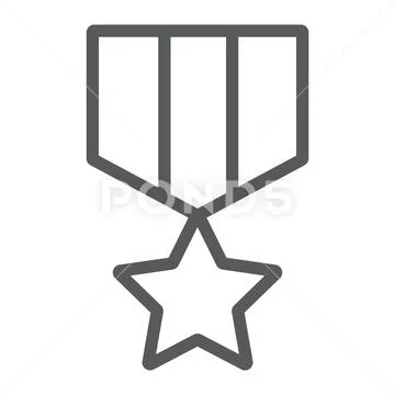 Military star line icon, label and army, insignia sign, vector graphics, a Stock Illustration
