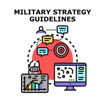Military strategy guidelines developing planning and target achievement Stock Illustration