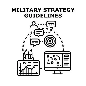 Military strategy guidelines developing planning and target achievement Stock Illustration