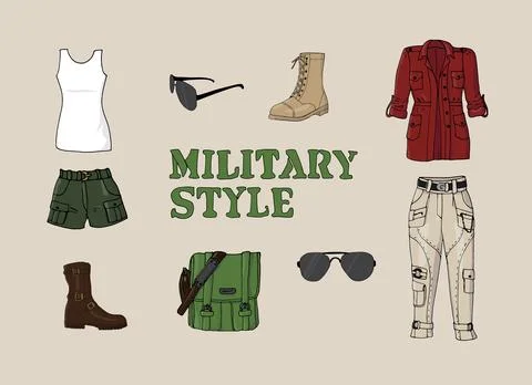 Military style clothes Stock Illustration