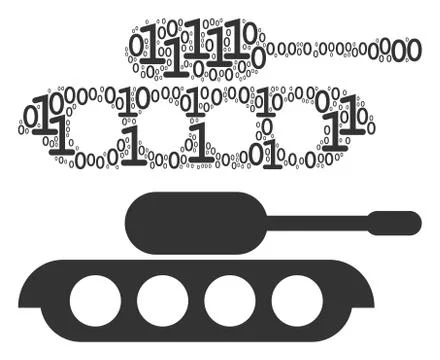 Military Tank Composition of Binary Digits イラスト素材