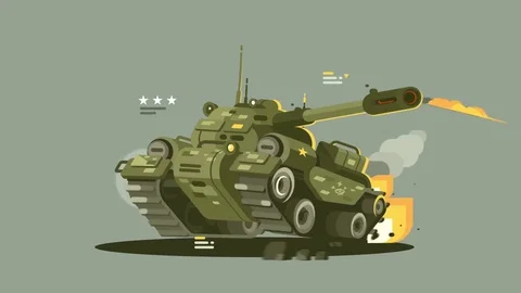 Military tank in fire Stock Footage 81040102