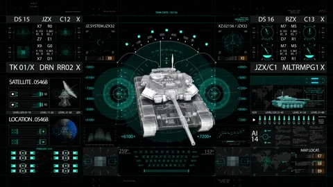 Military tank HUD interface Screen Vídeo Stock 170944950