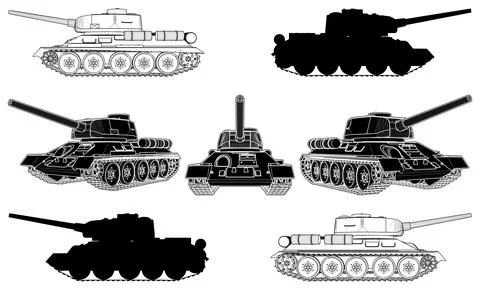 Military Tank Vector. 스톡 일러스트