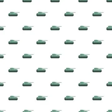 Military tanks creating seamless pattern on white background Stock Illustration