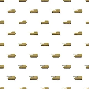 Military tanks repeating seamless pattern on white background Stock Illustration