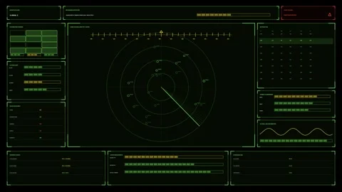 Military Target Tracking Radar HUD Seamless Loop Stock Footage 342750645