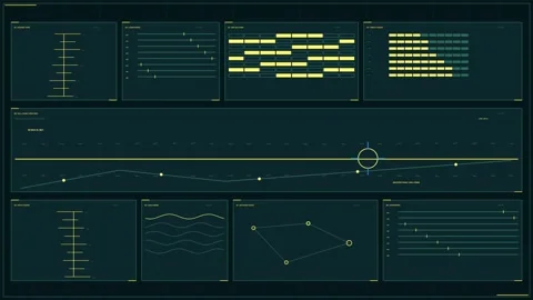 Military Targeting HUD Fire Solution Seamless Loop Stock Footage 342198952