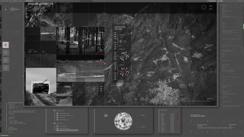 Military Territory Scanning Tech Software Displays Enemy Army Base Position Stock Footage 161177688