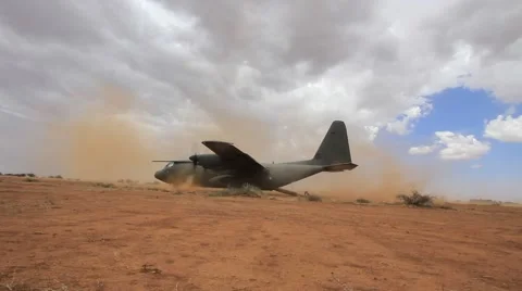 Military training exercize: Hercules C130 aircraft 스톡 동영상 56535562