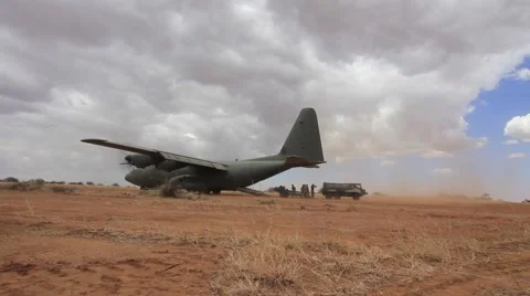 Military training exercize: Hercules C130 aircraft 스톡 동영상 56535665