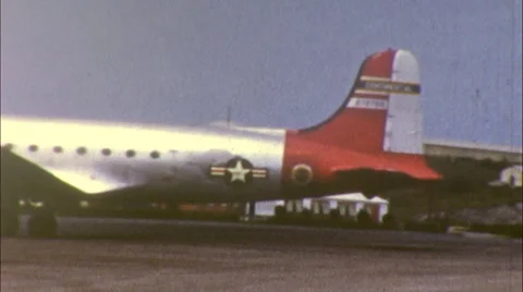 Military Transport US Air Force Plane Airport 1950s Vintage Film Home Movie 1kuh Stock Footage