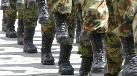 Military troop marching Stock Footage 66246812