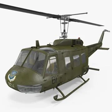 Military Utility Helicopter Bell UH-1 Iroquois 3D Model