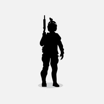 Military vector illustration, Army background, soldiers silhouettes. Stock Illustration